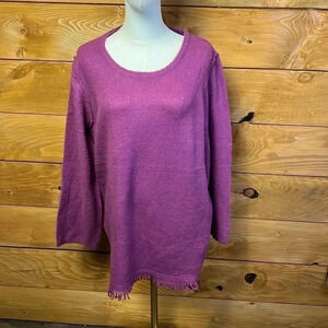 CABLE AND GAUGE WOMENS PLUS SIZE ORCHID  FRINGE AND HEM PULLOVER SIZE 14/16‎